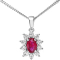 18ct White Gold 0.35ct Diamond Ruby Pendant Necklace, Cluster Design