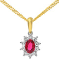 18ct Yellow Gold 0.35ct Diamond Ruby Pendant Necklace