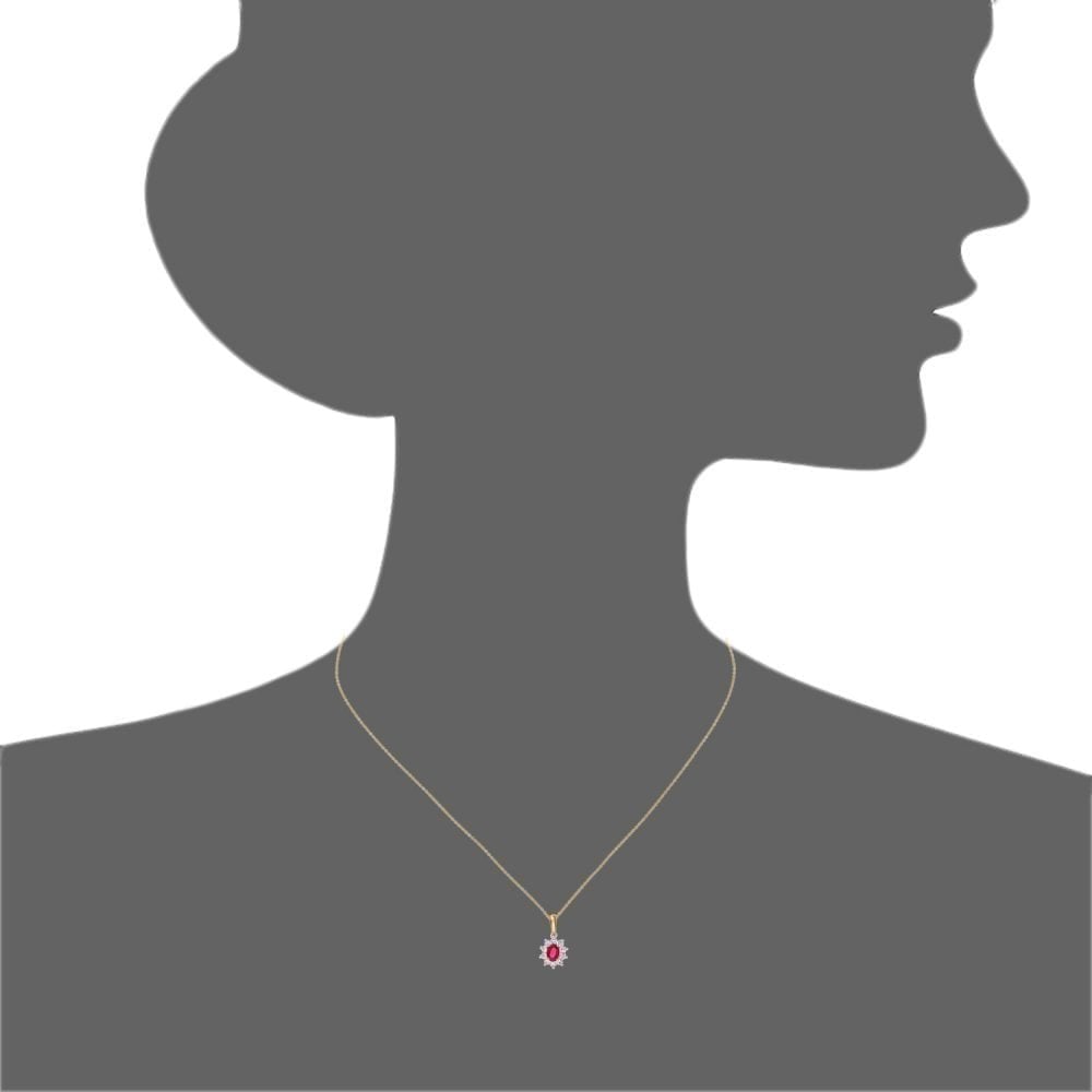 18ct Yellow Gold 0.35ct Diamond Ruby Pendant Necklace