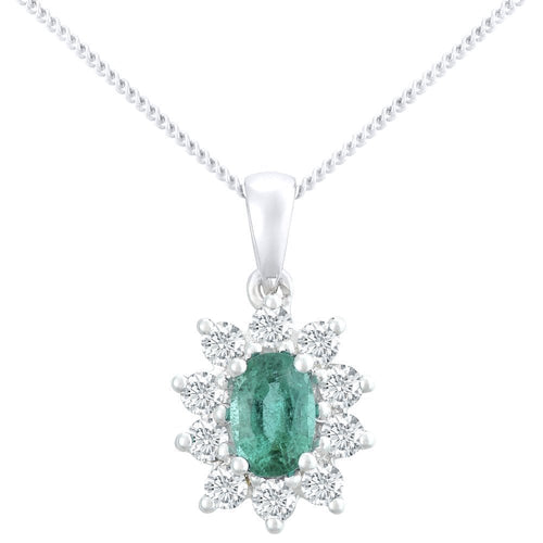Emerald Cluster Necklace 18ct White Gold | Prime Jewellery