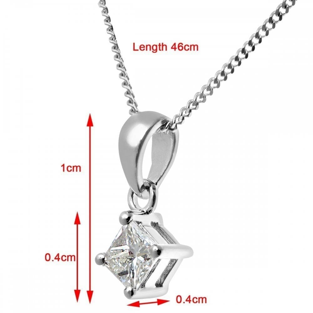 Platinum 0.25ct Natural Diamond Princess Cut Necklace