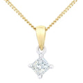 18ct Yellow Gold 0.25 Carat Natural Diamond Solitaire Princess Cut Pendant