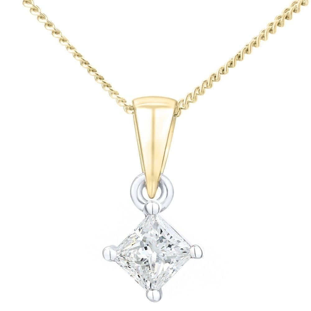 Diamond Solitaire Pendant Necklace 18ct Yellow Gold | Prime Jewellery