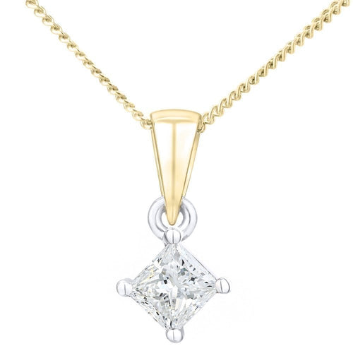 Diamond Solitaire Pendant Necklace 18ct Yellow Gold | Prime Jewellery