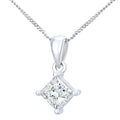 18ct White Gold 1 Carat Natural Diamond Solitaire Princess Pendant