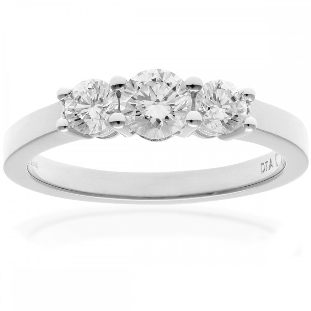 18ct White Gold 0.75 Carat Natural Diamond Trilogy Ring