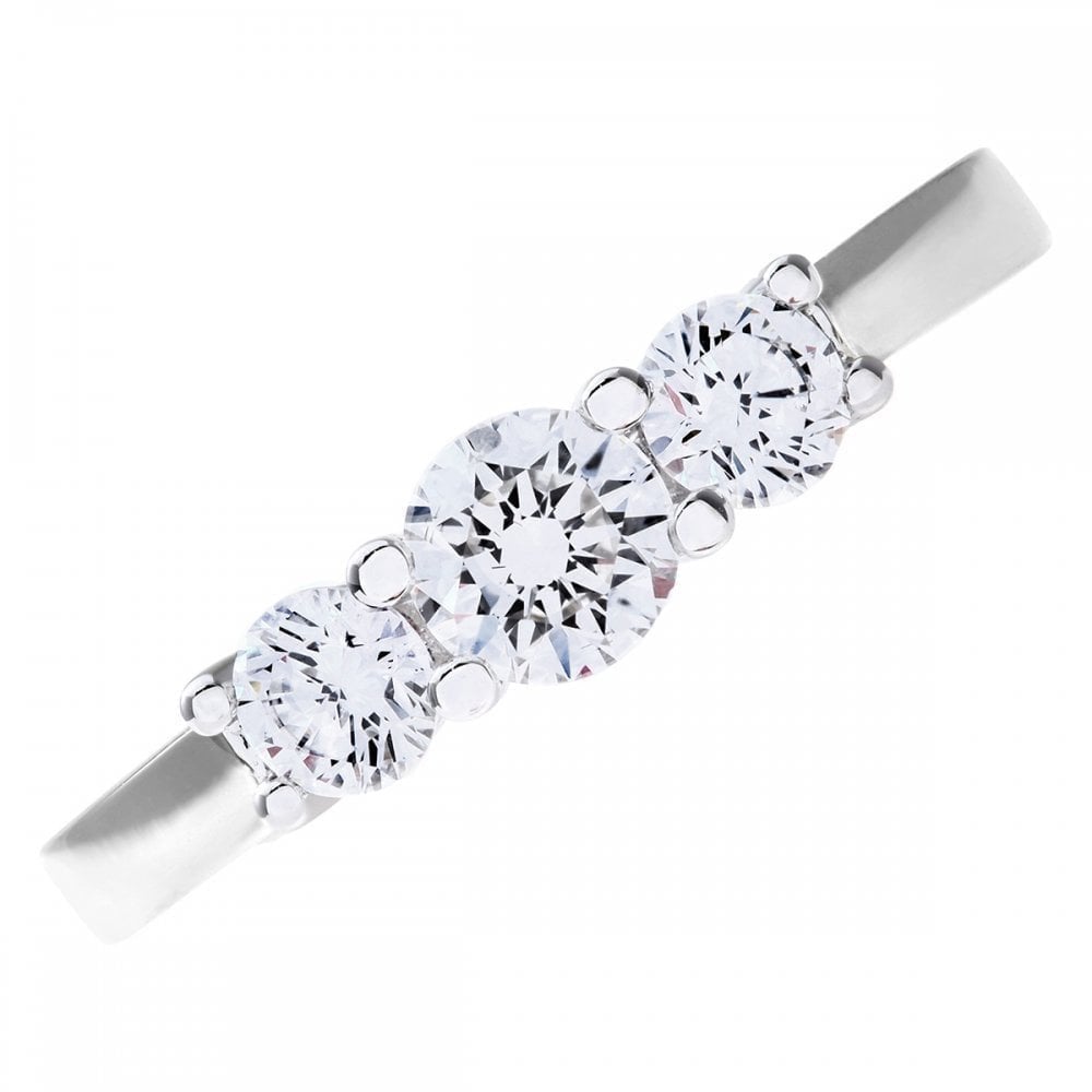 18ct White Gold 0.75 Carat Natural Diamond Trilogy Ring