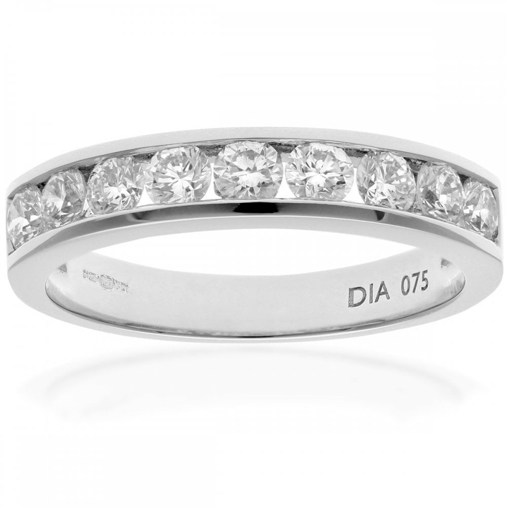Platinum 0.75 Carat Natural Diamond Channel Set Eternity Band Ring