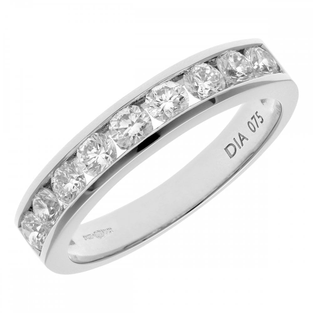 18ct White Gold 0.75 Carat Natural Diamond Channel Set Eternity Band Ring