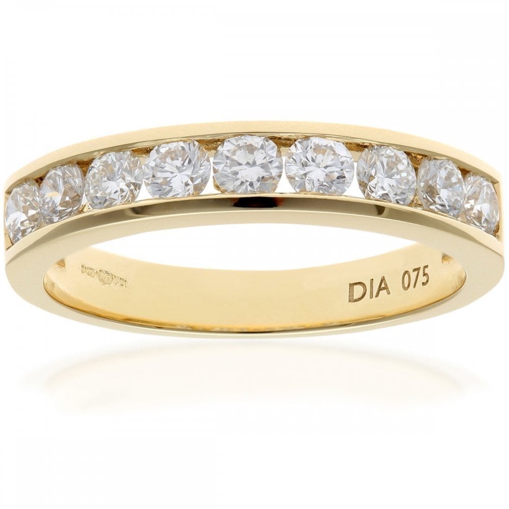 18ct Yellow Gold 0.75 Carat Natural Diamond Channel Set Eternity Band Ring