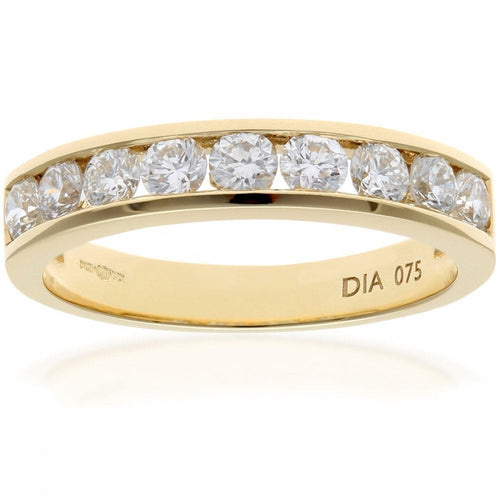 18ct Yellow Gold 0.75 Carat Natural Diamond Channel Set Eternity Band Ring