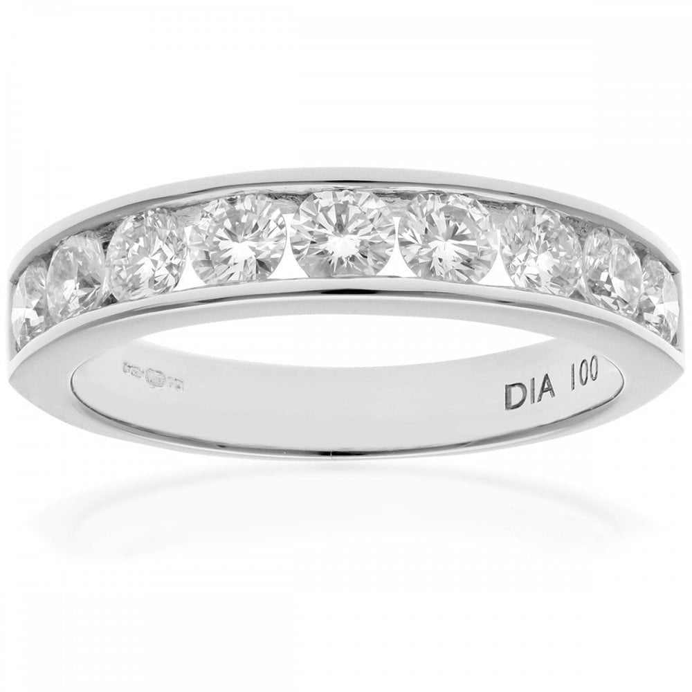 Platinum 1 Carat Natural Diamond Channel Set Eternity Band Ring