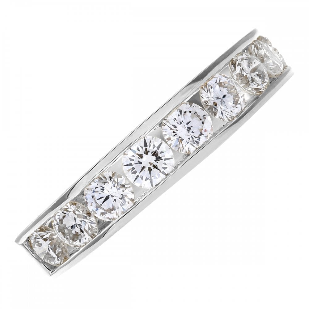 18ct White Gold 1 Carat Natural Diamond Channel Set Eternity Band Ring