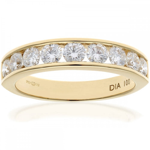 18ct Yellow Gold 1 Carat Natural Diamond Channel Set Eternity Band Ring