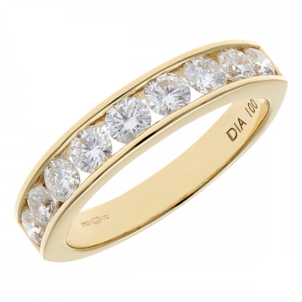 18ct Yellow Gold 1 Carat Natural Diamond Channel Set Eternity Band Ring