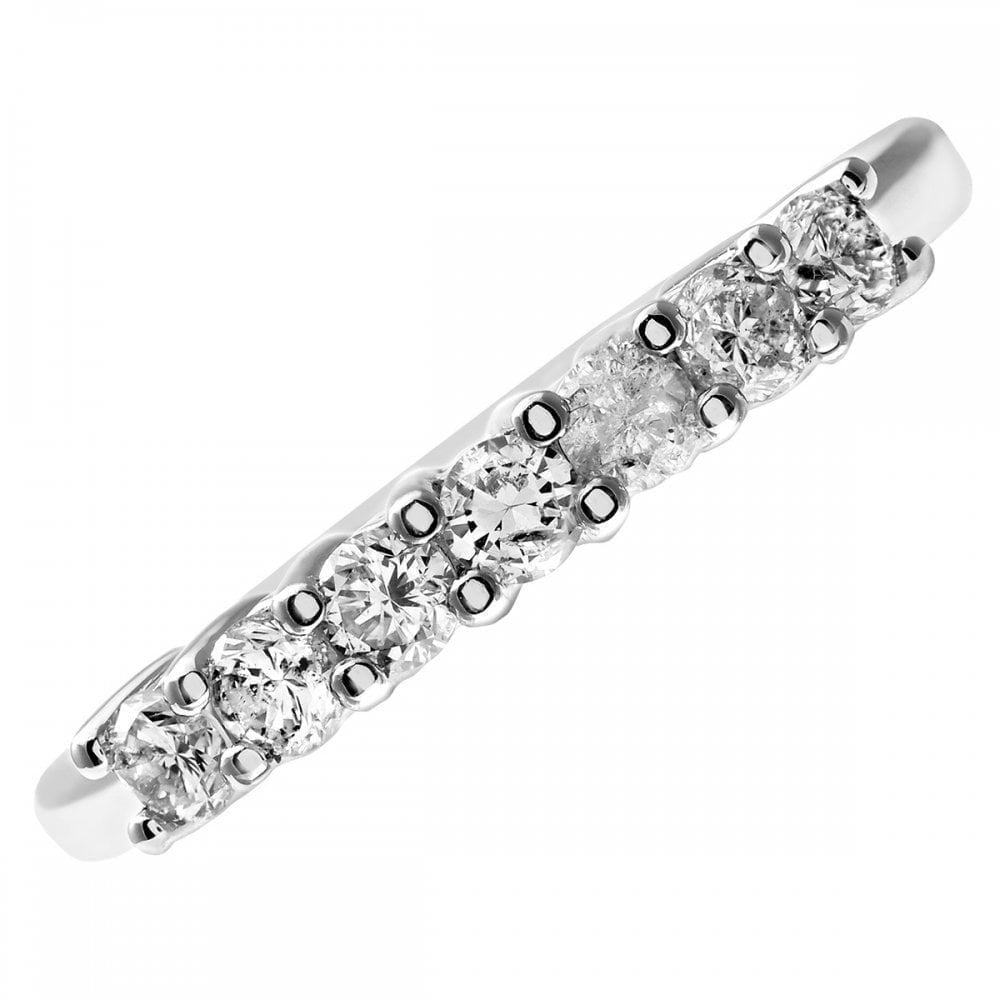 Platinum 0.50 Carat Natural Diamond 7 Stone Eternity Ring