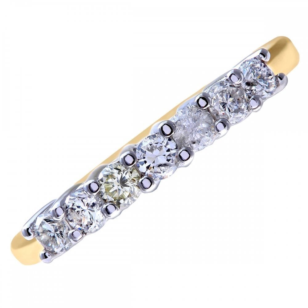 18ct Yellow Gold 0.50 Carat Natural Diamond 7 Stone Eternity Ring