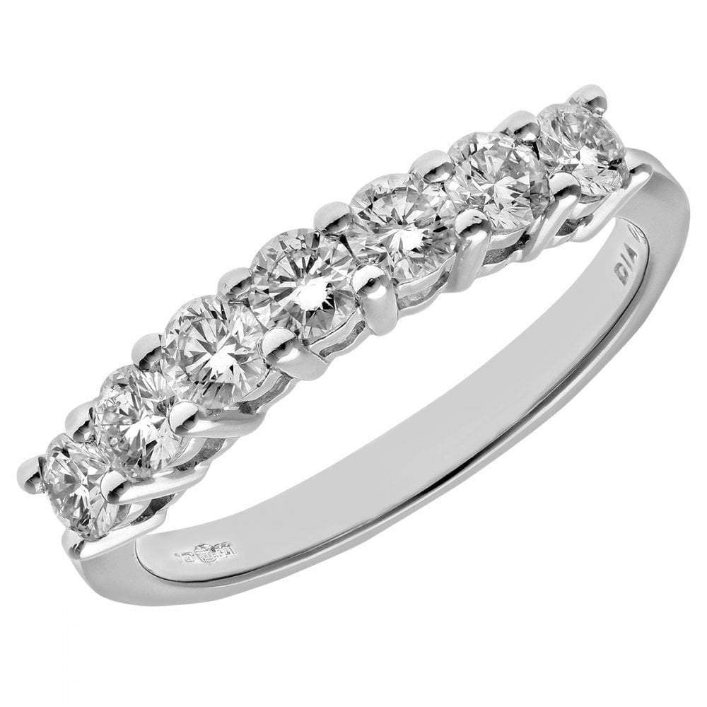 Platinum 0.75 Carat Natural Diamond 7 Stone Eternity Ring
