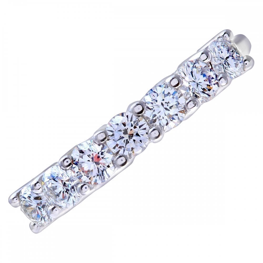 Platinum 0.75 Carat Natural Diamond 7 Stone Eternity Ring