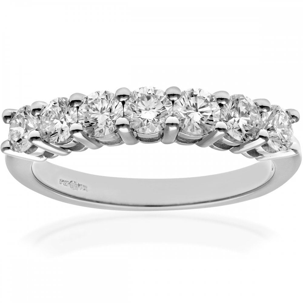 Platinum 1 Carat Natural Diamond Eternity 7 Stone Ring