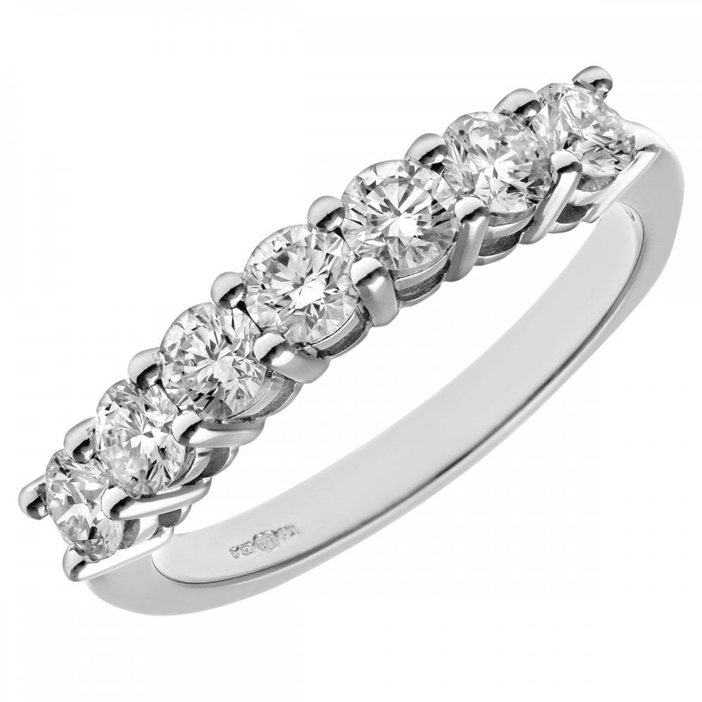 Platinum 1 Carat Natural Diamond Eternity 7 Stone Ring