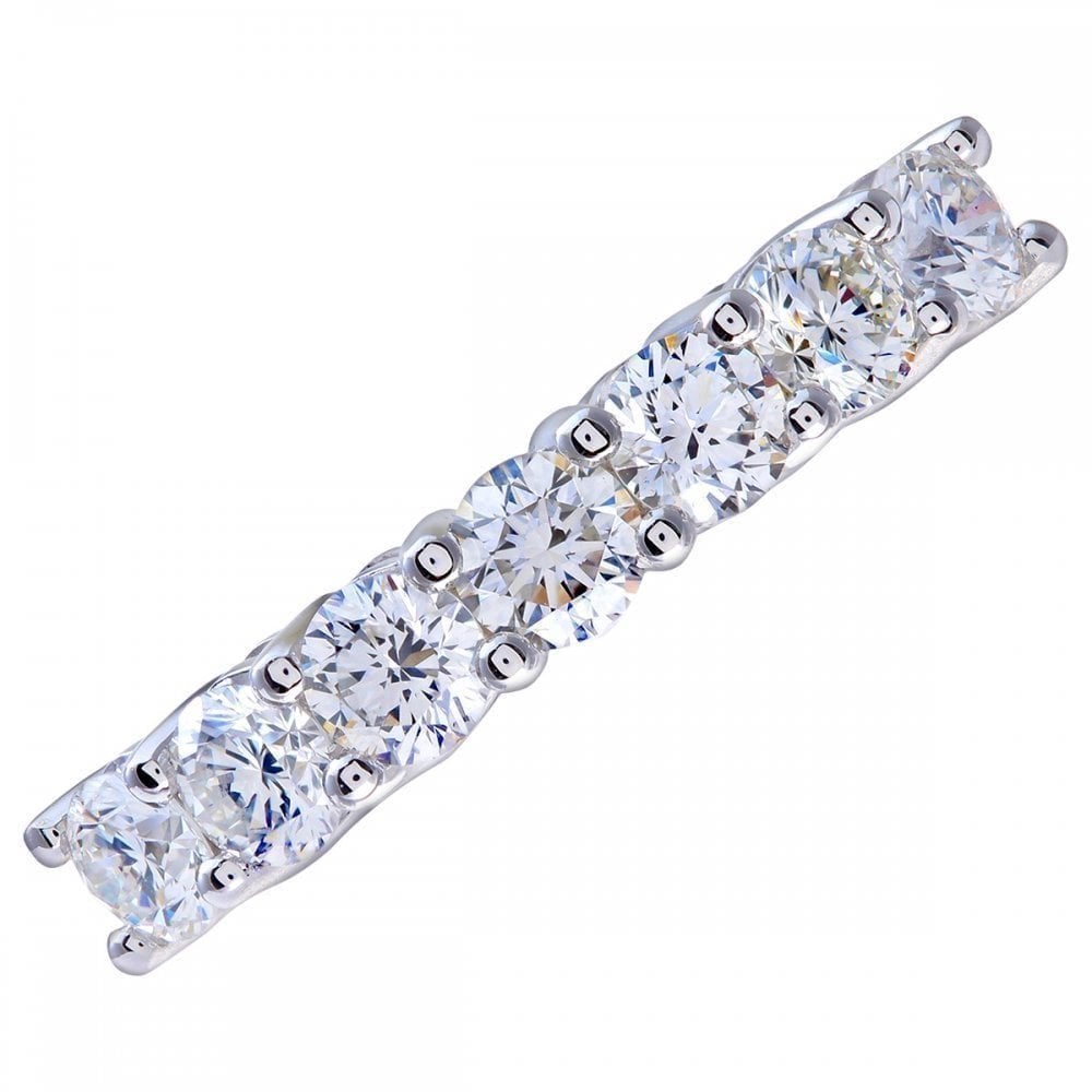 Platinum 1 Carat Natural Diamond Eternity 7 Stone Ring