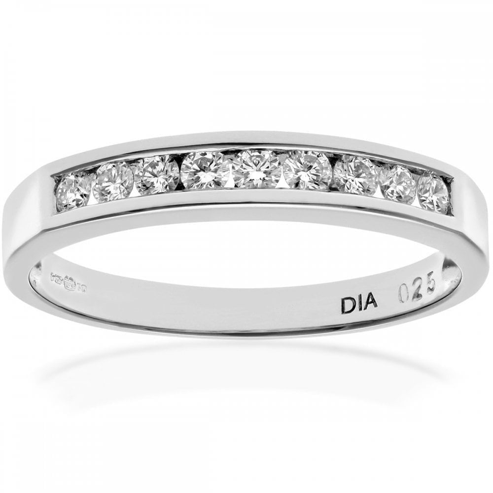 18ct White Gold 0.25 Carat Natural Diamond Channel Set Eternity Band Ring