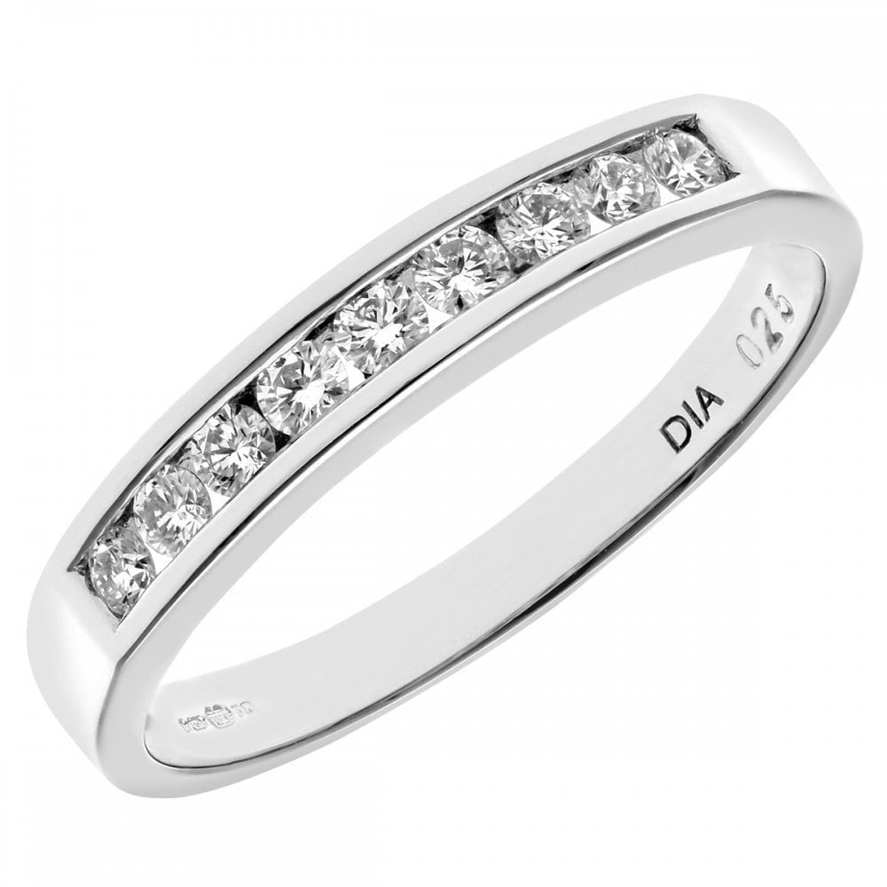 18ct White Gold 0.25 Carat Natural Diamond Channel Set Eternity Band Ring