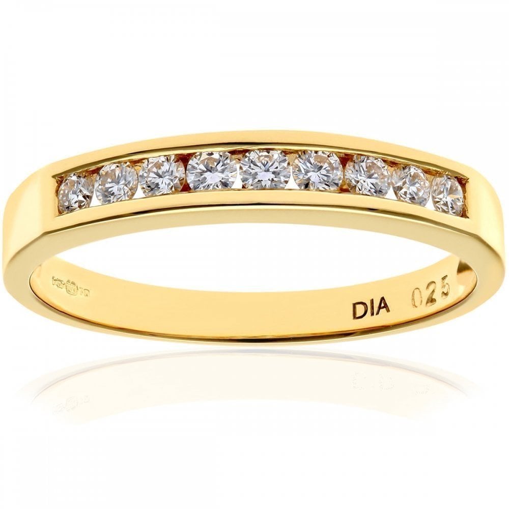 18ct Yellow Gold 0.25 Carat Natural Diamond Channel Set Eternity Band Ring