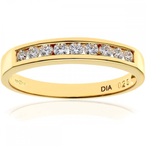 18ct Yellow Gold 0.25 Carat Natural Diamond Channel Set Eternity Band Ring
