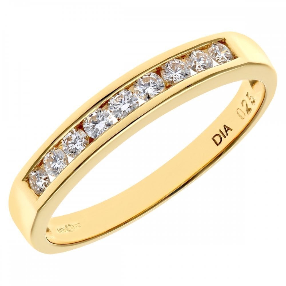 18ct Yellow Gold 0.25 Carat Natural Diamond Channel Set Eternity Band Ring
