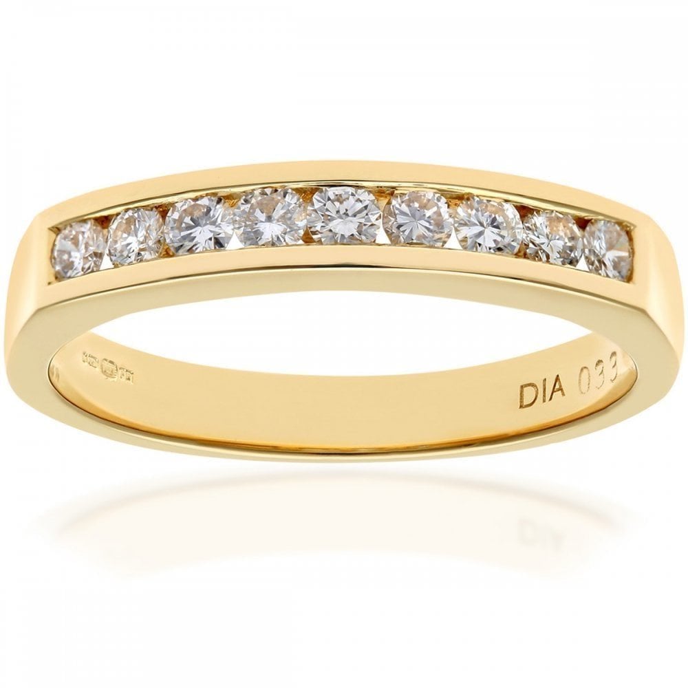 18ct Yellow Gold 0.33 Carat Natural Diamond Channel Set Eternity Band Ring