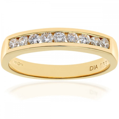 18ct Yellow Gold 0.33 Carat Natural Diamond Channel Set Eternity Band Ring