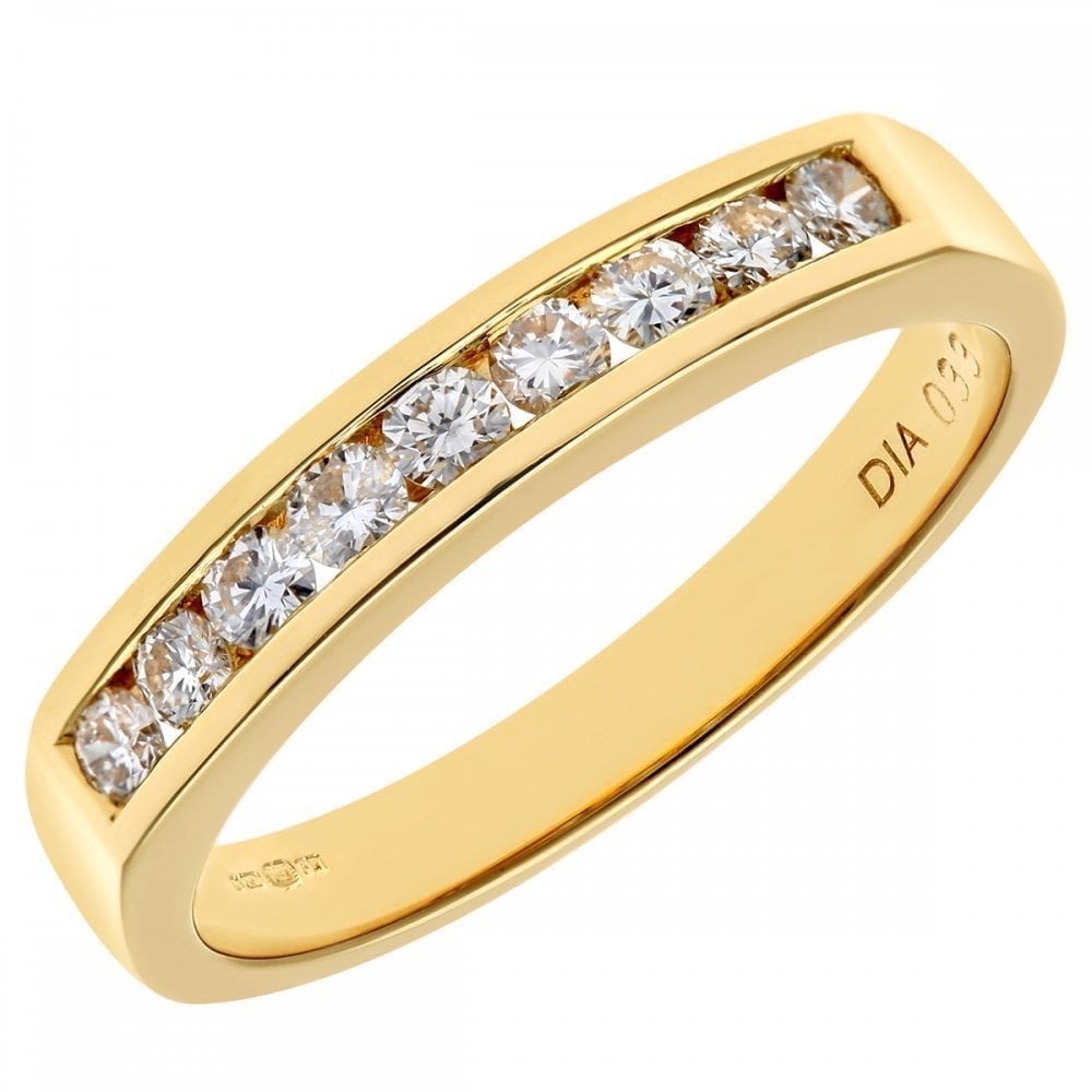 18ct Yellow Gold 0.33 Carat Natural Diamond Channel Set Eternity Band Ring