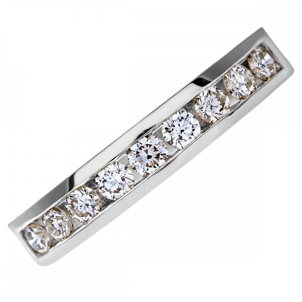 Platinum 0.50 Carat Natural Diamond Channel Set Eternity Band Ring