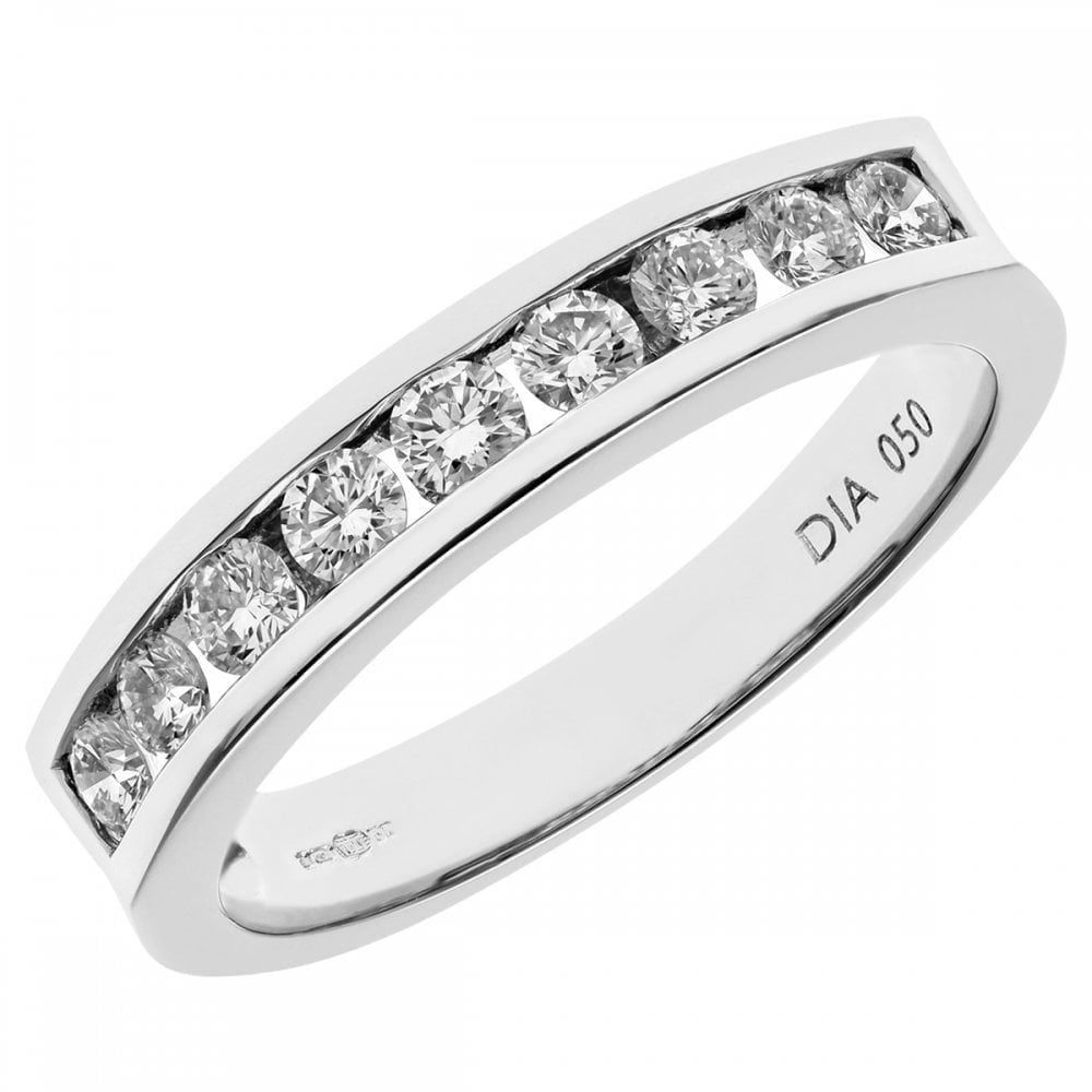18ct White Gold 0.50 Carat Natural Diamond Channel Set Eternity Band Ring