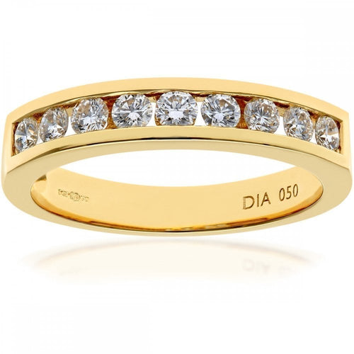 18ct Yellow Gold 0.50 Carat Natural Diamond Channel Set Eternity Band Ring