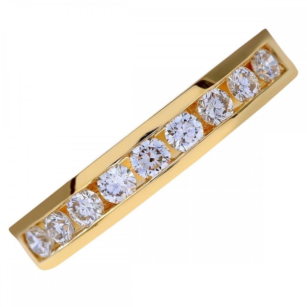 18ct Yellow Gold 0.50 Carat Natural Diamond Channel Set Eternity Band Ring