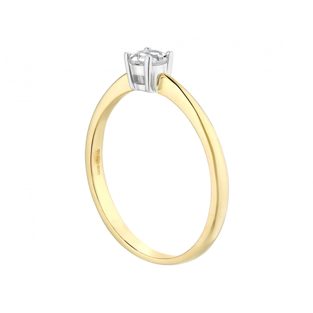 9ct Gold Natural Diamond Solitaire Engagement Ring Round Brilliant