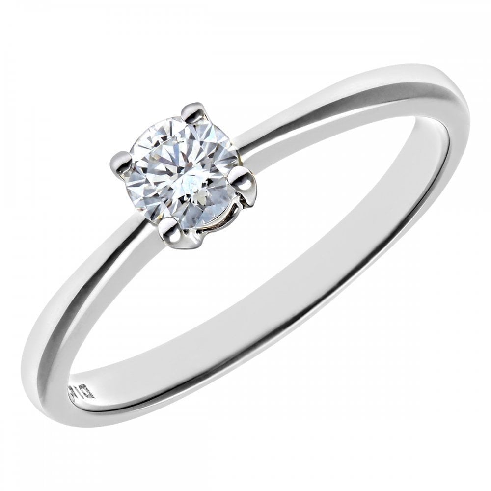9ct White Gold 0.25 Carat Natural Diamond Solitaire Engagement Ring Round Brilliant