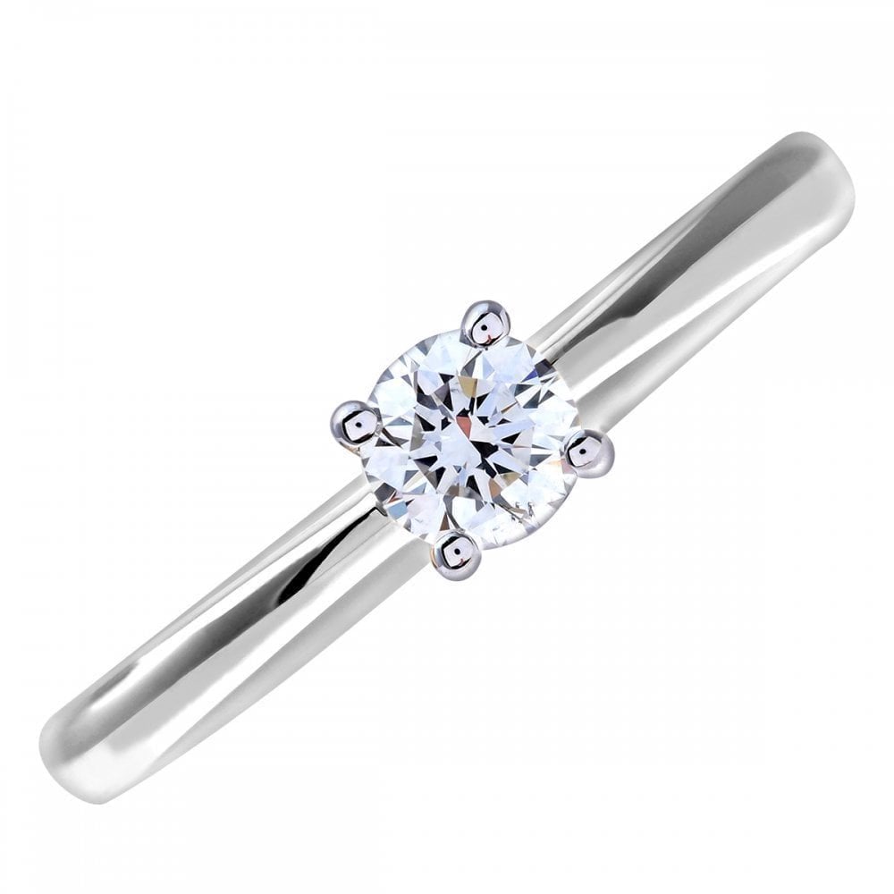 9ct White Gold 0.25 Carat Natural Diamond Solitaire Engagement Ring Round Brilliant