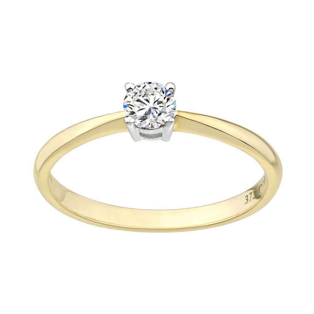 9ct Gold 0.25 Carat Natural Diamond Solitaire Engagement Ring Round Brilliant