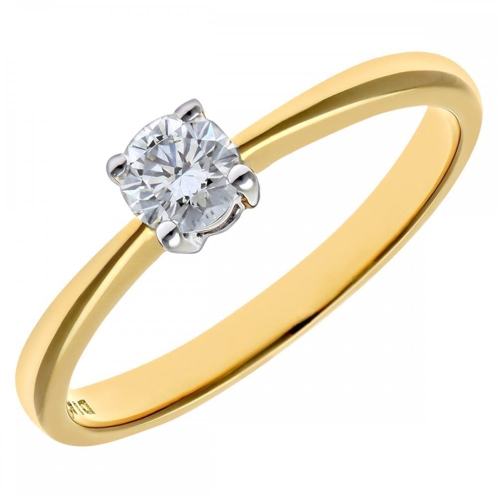 9ct Gold 0.25 Carat Natural Diamond Solitaire Engagement Ring Round Brilliant