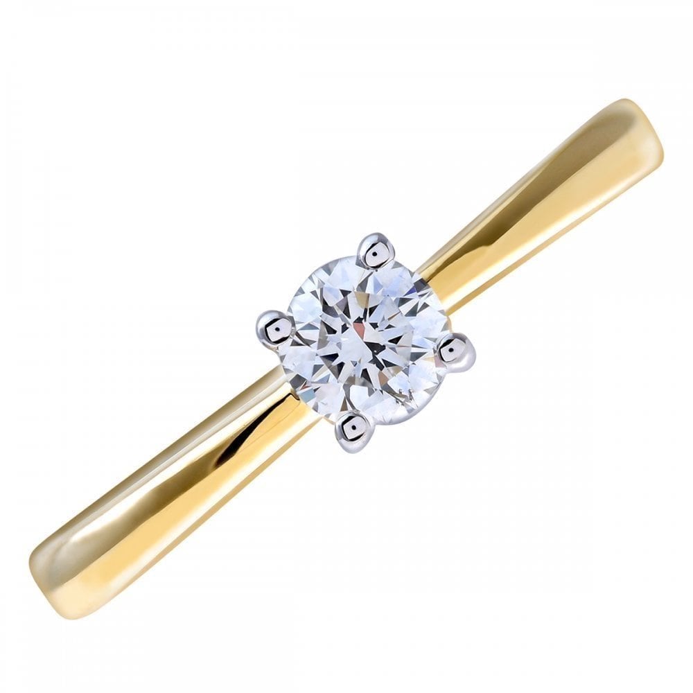 9ct Gold 0.25 Carat Natural Diamond Solitaire Engagement Ring Round Brilliant