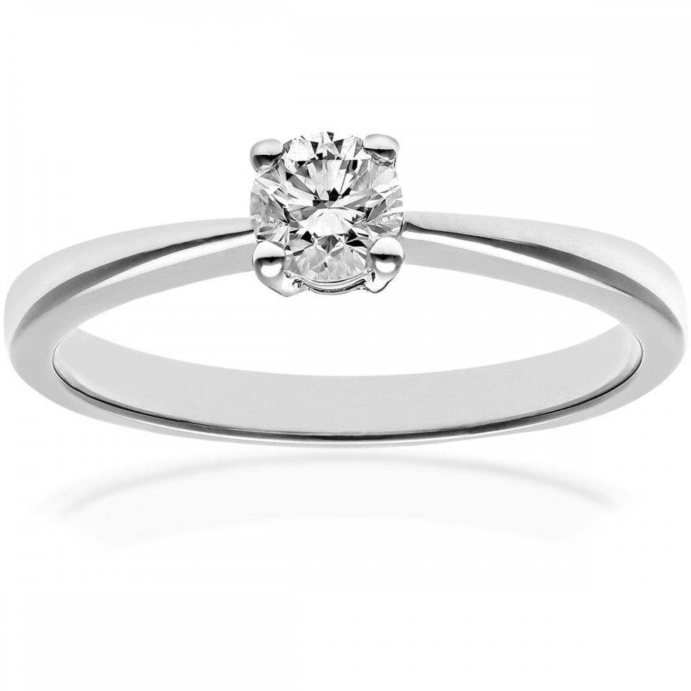Platinum 0.33 Carat Natural Diamond Solitaire Engagement Ring Round Brilliant