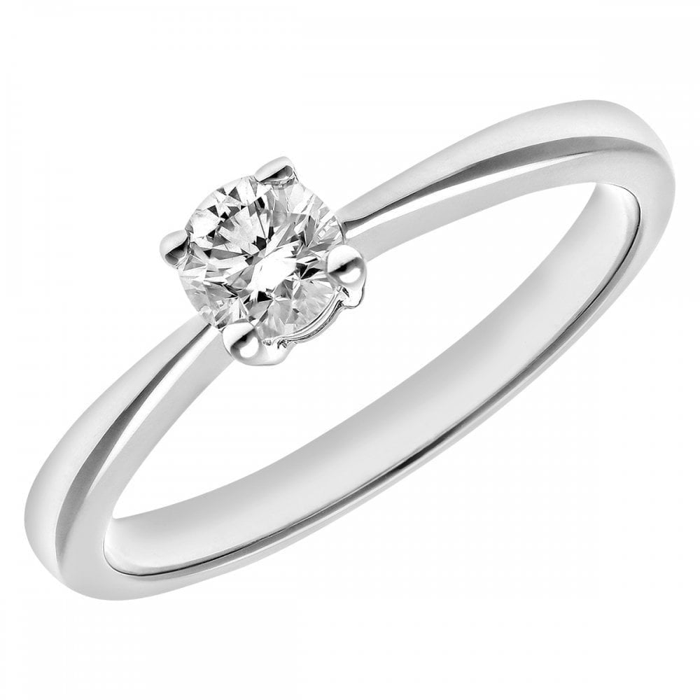Platinum 0.33 Carat Natural Diamond Solitaire Engagement Ring Round Brilliant