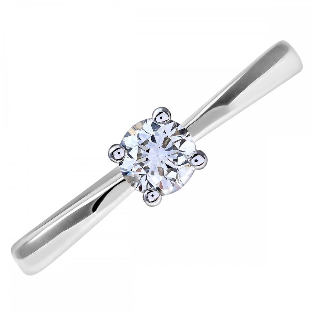 Platinum 0.33 Carat Natural Diamond Solitaire Engagement Ring Round Brilliant