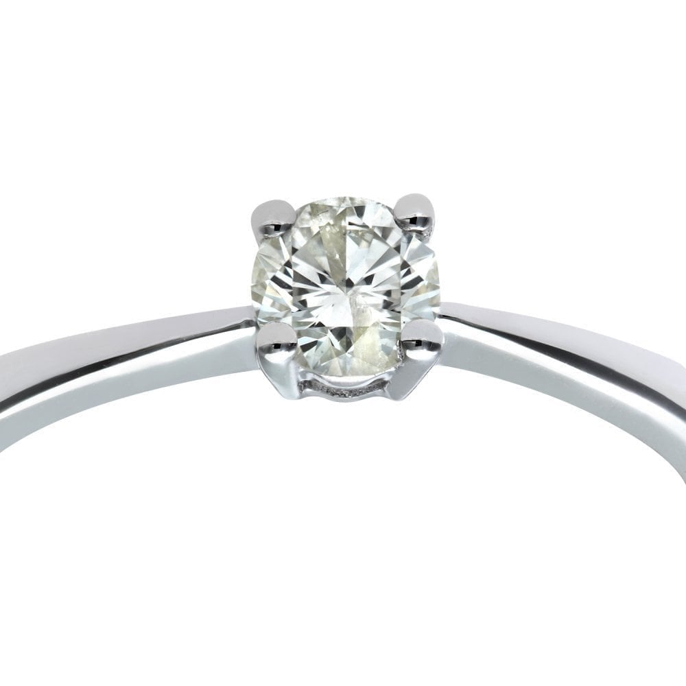 9ct White Gold Engagement Ring, IJ/I Certified 0.33ct Diamond, Round Brilliant