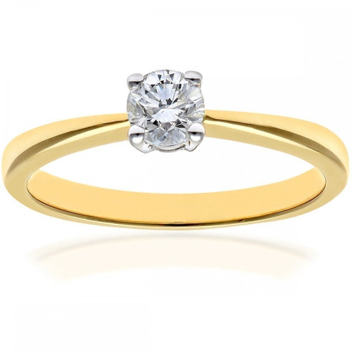 18ct Yellow Gold Engagement Ring, IJ/I Certified 0.33ct Diamond, Round Brilliant