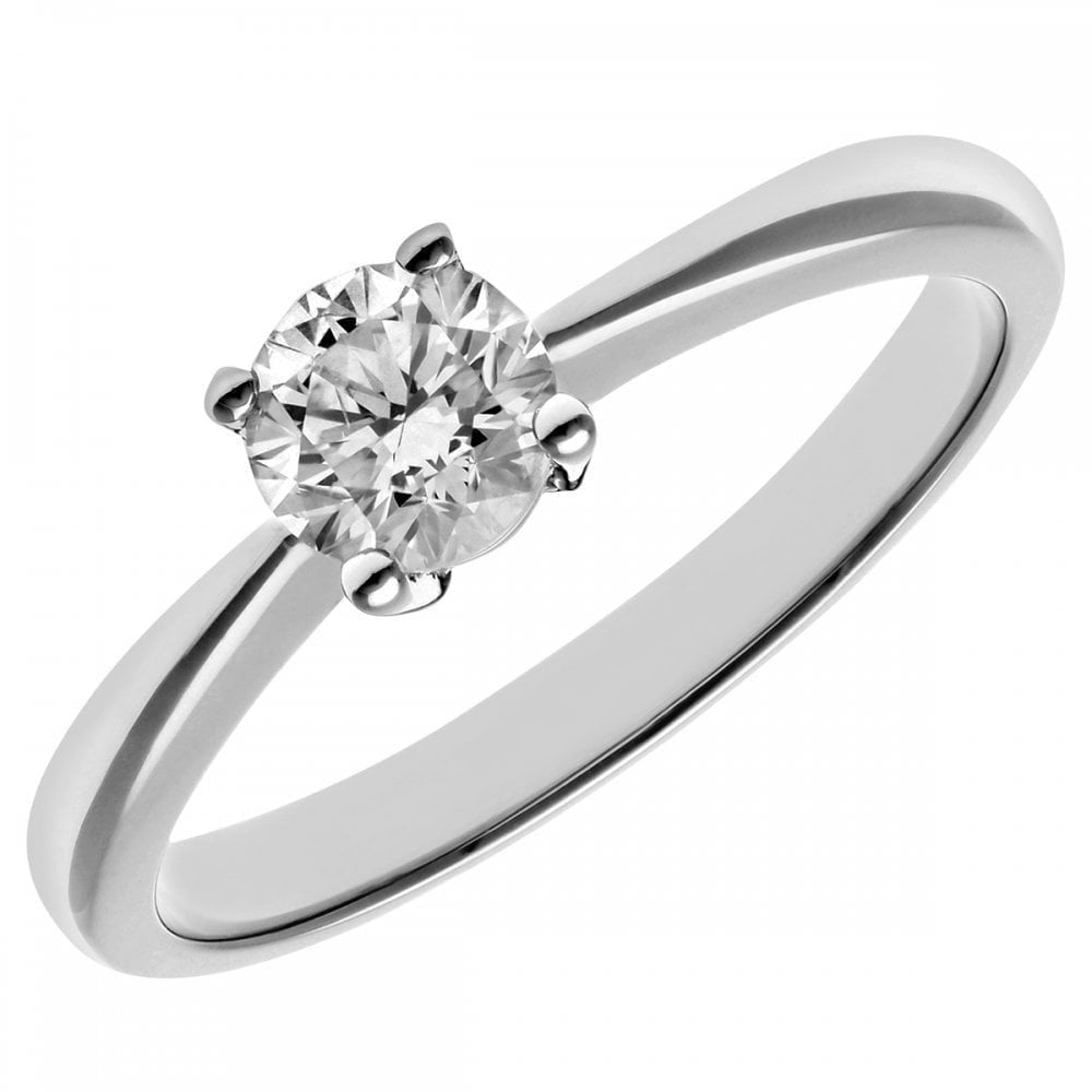 Platinum Engagement Ring, IJ/I Certified 0.50ct Diamond, Round Brilliant